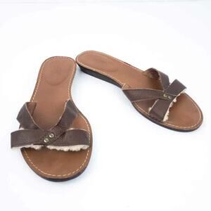 UGG Bordeaux Sandals Brown Women Leather Open Toe Shoes Size 6